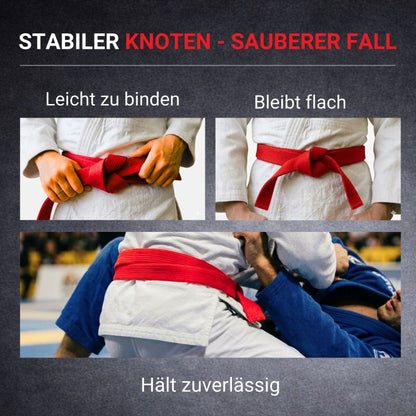 Neatami roter Wettkampfgürtel mit stabilem Knoten – Budogürtel für Judo, Karate und Ju-Jutsu bleibt flach und sicher