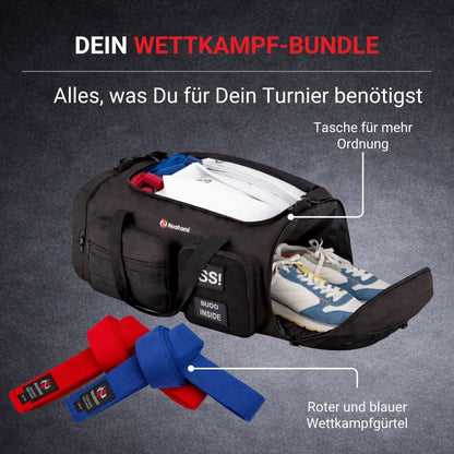 Kampfsport Wettkampf Bundle mit Tasche und Gürtel Set Rot Blau Vorteilspreis