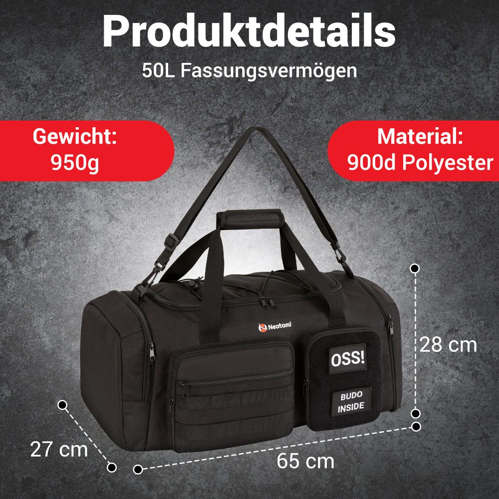 Neatami Tatakai Wettkampftasche mit durchdachter Innenstruktur – alles griffbereit, kein Suchen mehr, ideal für Ju-Jutsu und Taekwondo.